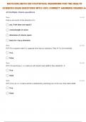  MATH-225:| MATH 225 STATISTICAL REASONING FOR THE HEALTH SCIENCES SELF TEST 18 QUESTIONS WITH 100% CORRECT ANSWERS| GRADED A+ 