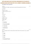  MATH-225:| MATH 225 STATISTICAL REASONING FOR THE HEALTH SCIENCES SELF TEST 11 QUESTIONS WITH 100% CORRECT ANSWERS| GRADED A+ 