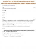  MATH-225:| MATH 225 STATISTICAL REASONING FOR THE HEALTH SCIENCES SELF TEST 9 QUESTIONS WITH 100% CORRECT ANSWERS| GRADED A+ 