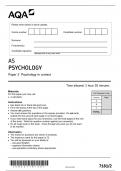 AQA AS PSYCHOLOGY 7181/2 Paper 2 Psychology in context Question Paper + Mark scheme [MERGED] June (2023/2024)(VERIFIED)