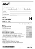 AQA GCSE CHEMISTRY 8462/2H Paper 2 Higher Tier Question Paper + Mark scheme [MERGED] June (2023/2024)(VERIFIED)