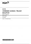 AQA GCSE COMBINED SCIENCE: TRILOGY 8464/P/1H Physics Paper 1H Question Paper & Mark scheme (Merged) June (2023/2024) [VERIFIED]