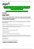 AQA GCSE HISTORY  SECTION A/A-D  EXAMS (AUTHENTIC MARKING SCHEME ATTACHED)