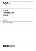 AQA A-level MATHEMATICS 7357/2 Paper 2 Question Paper + Mark scheme [MERGED] June 2023 | VERIFIED