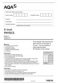  AQA A-level PHYSICS 7408/3A Paper 3 Section A Question Paper & Mark scheme (Merged) June 2023 VERIFIED