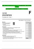 AQA GCSE STATISTICS 8382/1F FOUNDATION TIER PAPER 1 EXAM QUESTION  PAPER  (AUTHENTIC MARKING SCHEME ATTACHED) 