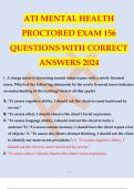 ATI MENTAL HEALTH PROCTORED EXAM 156 QUESTIONS WITH CORRECT ANSWERS 2024