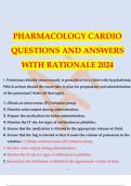 PHARMACOLOGY CARDIO 120 QUESTIONS AND ANSWERS 