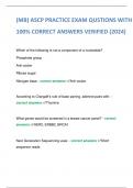 (MB) ASCP PRACTICE EXAM QUSTIONS WITH 100% CORRECT ANSWERS VERIFIED (2024) 