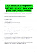 C209 Strategic Management – BUS 670 Lecture 1 Quiz Study guide with correct answers