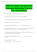 C209 Strategic Management: Strategic Marketing Practice test and answers