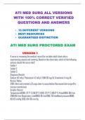 ATI MED SURG ALL VERSIONS WITH 100% CORRECT VERIFIED  QUESTIONS AND ANSWERS