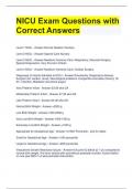 NICU Exam Questions with Correct Answers