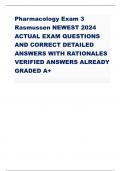 Pharmacology Exam 3 Rasmussen NEWEST 2024 ACTUAL EXAM QUESTIONS AND CORRECT DETAILED ANSWERS WITH RATIONALES VERIFIED ANSWERS ALREADY GRADED A+