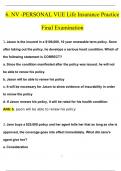 Life Insurance Practice Final Exam NV -PERSONAL VUE Questions and Answers (2024 / 2025) (Verified Answers)