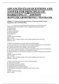 ADVANCED EXAM QUESTIONS AND ANSWER FOR PRINCIPLES OF MARKETING 17TH EDITION (KOTLER/ARMSTRONG) TESTBANK 