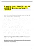 INTRODUCTION TO AMMUNITION (Cert) (AMMO-45) Questions And Answers Graded A+