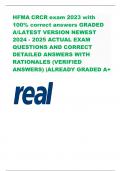 HFMA CRCR exam 2023 with 100% correct answers GRADED  A/LATEST VERSION NEWEST  2024 - 2025 ACTUAL EXAM  QUESTIONS AND CORRECT  DETAILED ANSWERS WITH  RATIONALES (VERIFIED  ANSWERS) |ALREADY GRADED A+