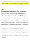 MED SURG Perioperative Nursing (Test Bank) Questions and Answers (2024 / 2025) (Verified Answers)PDF