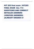 HIT 205 final exam / HIT205  FINAL EXAM ALL 113 QUESTIONS AND CORRECT  DETAILED ANSWERS  (VERIFIED ANSWERS)  |ALREADY GRADED A+