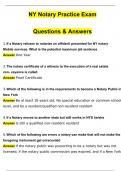 NY Notary Practice Exam Q&A 2024 UPDATE with 100% correct answers