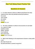 New York Notary Exam Practice Test UPDATED 2024 Questions and Answers (2024 / 2025) (Verified Answers)PDF