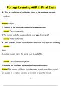 Portage Learning A&P II: Final Exam Questions with correct 100% Answers