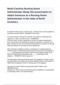 North Carolina Nursing Home Administrator Study Set (examination to obtain licensure as a Nursing Home Administrator in the state of North Carolina.) Q&A