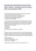 Nursing home administrator exam (James Allen) Section 1 questions from the James Allen review guide for NHA Q&A