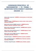 LEHNINGER PRINCIPELS OF BIOCHEMISTRY ( 95 TERMS ) QUESTIONS WITH CORRECT ANSWERS GRADED A+