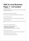 AQA A Level Business Paper 1 - 3.8 Content