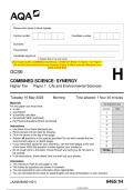 2023 AQA GCSE COMBINED SCIENCE: SYNERGY 8465/1H Higher Tier Paper 1 Life and Environmental Sciences Question Paper & Mark scheme (Merged) June 2023 [VERIFIED] GCSE 