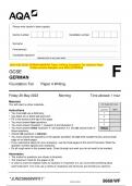 2023 AQA GCSE GERMAN 8668/WF Paper 4 Writing Foundation Tier Question Paper & Mark scheme (Merged) June 2023 [VERIFIED