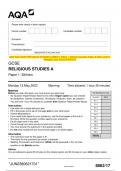 2023 AQA GCSE RELIGIOUS STUDIES A 8062/17 Paper 1: Sikhism Question Paper & Mark scheme (Merged) June 2023 [VERIFIED] GCSE