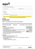 2023 AQA GCSE SOCIOLOGY 8192/1 Paper 1 The Sociology of Families and Education Question Paper & Mark scheme (Merged) June 2023 [VERIFIED