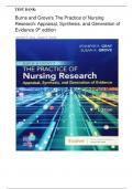 TEST BANK:   Burns and Grove's The Practice of Nursing Research: Appraisal, Synthesis, and Generation of Evidence 9th edition  Jennifer R. Gray , Susan K. Grove latest edition