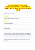 HCB 102 - BASIC HOSPITAL CORPSMAN SCOPE OF CARE UNIT 1 - INTRO TO PATIENT ASSESSMENT Test| Solved