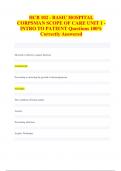 HCB 102 - BASIC HOSPITAL CORPSMAN SCOPE OF CARE UNIT 1 - INTRO TO PATIENT Questions 100% Correctly Answered