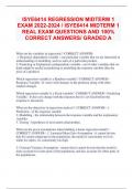 ISYE6414 REGRESSION MIDTERM 1 EXAM 2022-2024 / ISYE6414 MIDTERM 1  REAL EXAM QUESTIONS AND 100%  CORRECT ANSWERS/ GRADED A What are the variables in regression? -CORRECT ANSWER- 1. Response (dependent) variable - one particular variable that we are intere