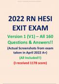 2022 RN HESI EXIT EXAM Version 1 (V1) – All 160 Questions & Answers!! (Actual Screenshots from exam taken in April 2022 A+)
