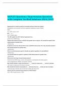 NAPLEX Questions: Hypertension Questions with Complete Verified Solutions 2024/2025