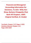 Financial and Managerial Accounting Information for Decisions 7th Edition By John  Wild, Ken Shaw, Barbara Chiappetta (Solutions Manual with Test Bank All Chapters, 100% Original Verified, A+ Grade) 