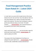 Food Management Practice Exam Rated A+ | Latest 2024 Guide