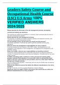 Leaders Safety Course and Occupational Health Course (LSC) U.S Army 100%  VERIFIED ANSWERS  2024/2025