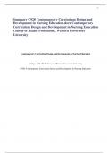 Summary C920 Contemporary Curriculum Design and  Development in Nursing Education.docx Contemporary  Curriculum Design and Development in Nursing Education  College of Health Professions, Western Governors  University Contemporary Curriculum Design and De