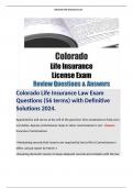 Colorado Life Insurance Law Exam Questions (56 terms) with Definitive Solutions 2024. 