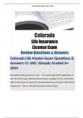 Colorado Life Master Exam Questions & Answers 51-100/ Already Graded A+ 2024