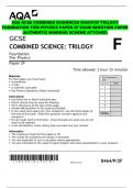 AQA GCSE COMBINED SCIENNCES 8464/P/2F TRILOGY FOUNDATION TIER PHYSICS PAPER 2F EXAM QUESTION PAPER (AUTHENTIC MARKING SCHEME ATTCHED)