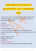 FNP PRETEST EXAM 273 QUESTIONS AND ANSWERS 2024