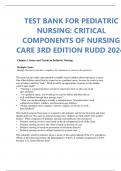 TEST BANK FOR PEDIATRIC NURSING: CRITICAL COMPONENTS OF NURSING CARE 3RD EDITION RUDD 2024.